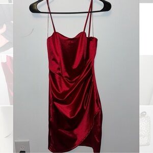 Elegant Red Satin Dress